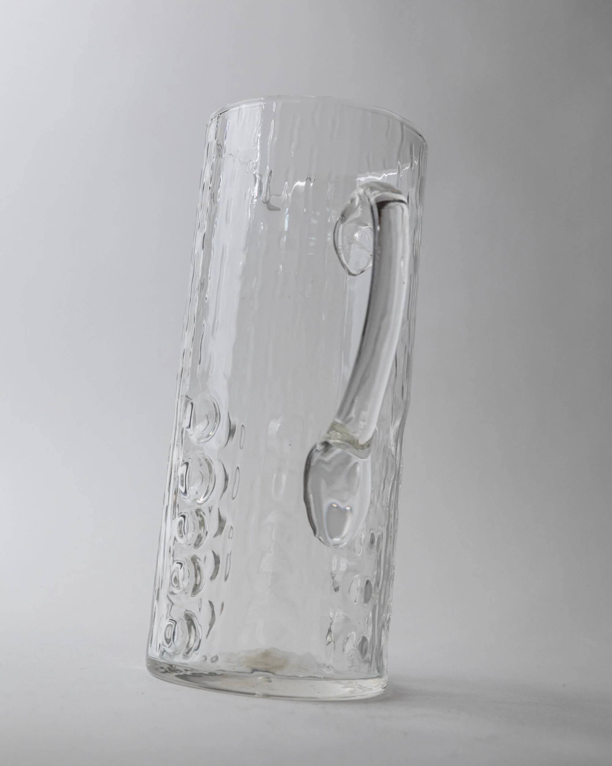 Vintage glass bubble-blown jug from the 1970s.
