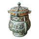 Stoneware pot with Asian decoration