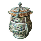 Stoneware pot with Asian decoration