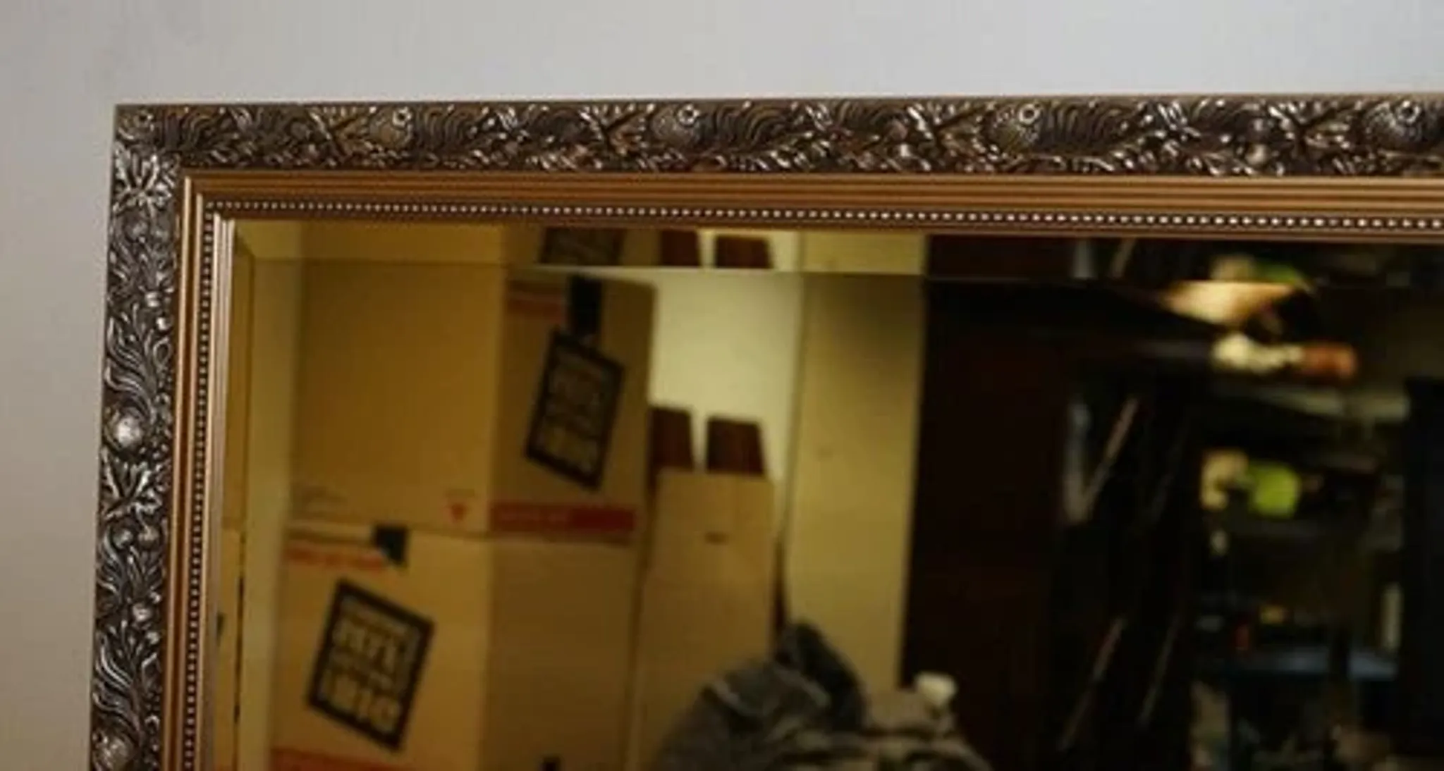 Vintage Bevelled Mirror in Silver and Gold, 1940s
