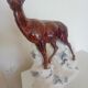 Statuette 43cm chamois on a snowy rock - polychrome ceramic