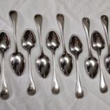 set of 12 table spoons Christofle model "pearls" in silver metal of the 60s