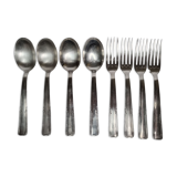 Set of 8 cutlery, tablespoons and fork "dixi" in silver metal