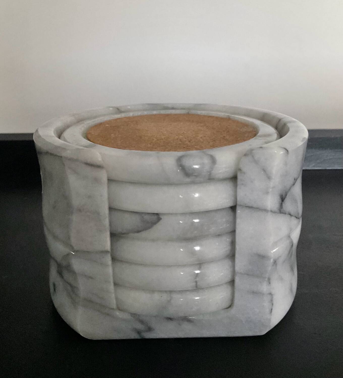 Carrara marble vintage coaster series
