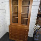 vintage 1960s bookcase/dresser with built-in chest of drawers