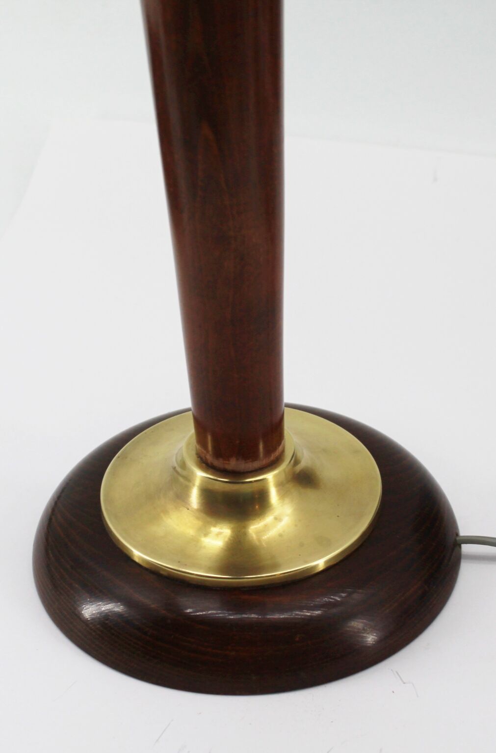 old lamp foot in wood and brass