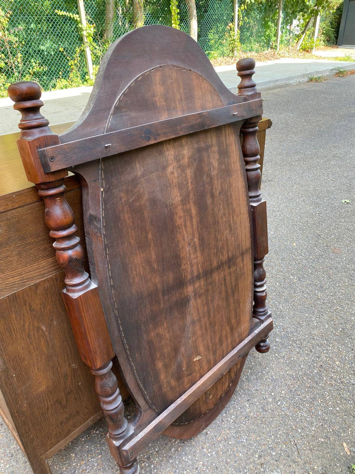 Vintage oval mirror in solid wood 1960 120x70