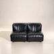 Modular black leather sofa '9000' by Tito Agnoli