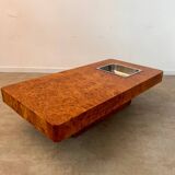 Italian design elm burl coffee table from the 70s Roche Bobois