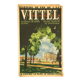 Affiche art deco vittel vosges le casino le parc le grand hotel 1920