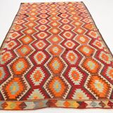 6x10 Soft Red and Orange Turkish Kilim Rug