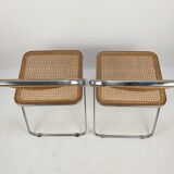 2 Plia folding chairs with woven wicker Giancarlo Piretti for Castelli, 1967