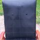 Pair of vintage beech armchairs feet compass covered with black moleskine from the 50s