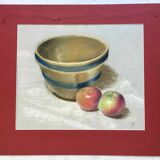 Pastel painting jar and apples
