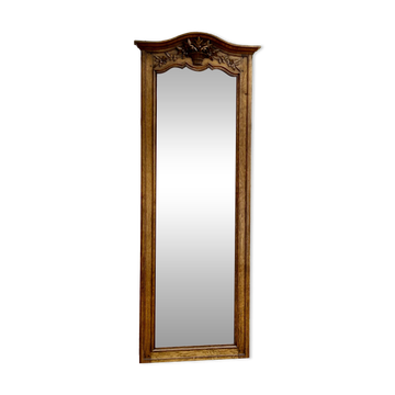 Large and old bevelled framed floor mirror.
