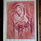 Georges Gimel (1898-1962) Sanguine - mother and child 40 x 30 cm