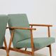Pair of vintage long chairs mint green bouclé 1970