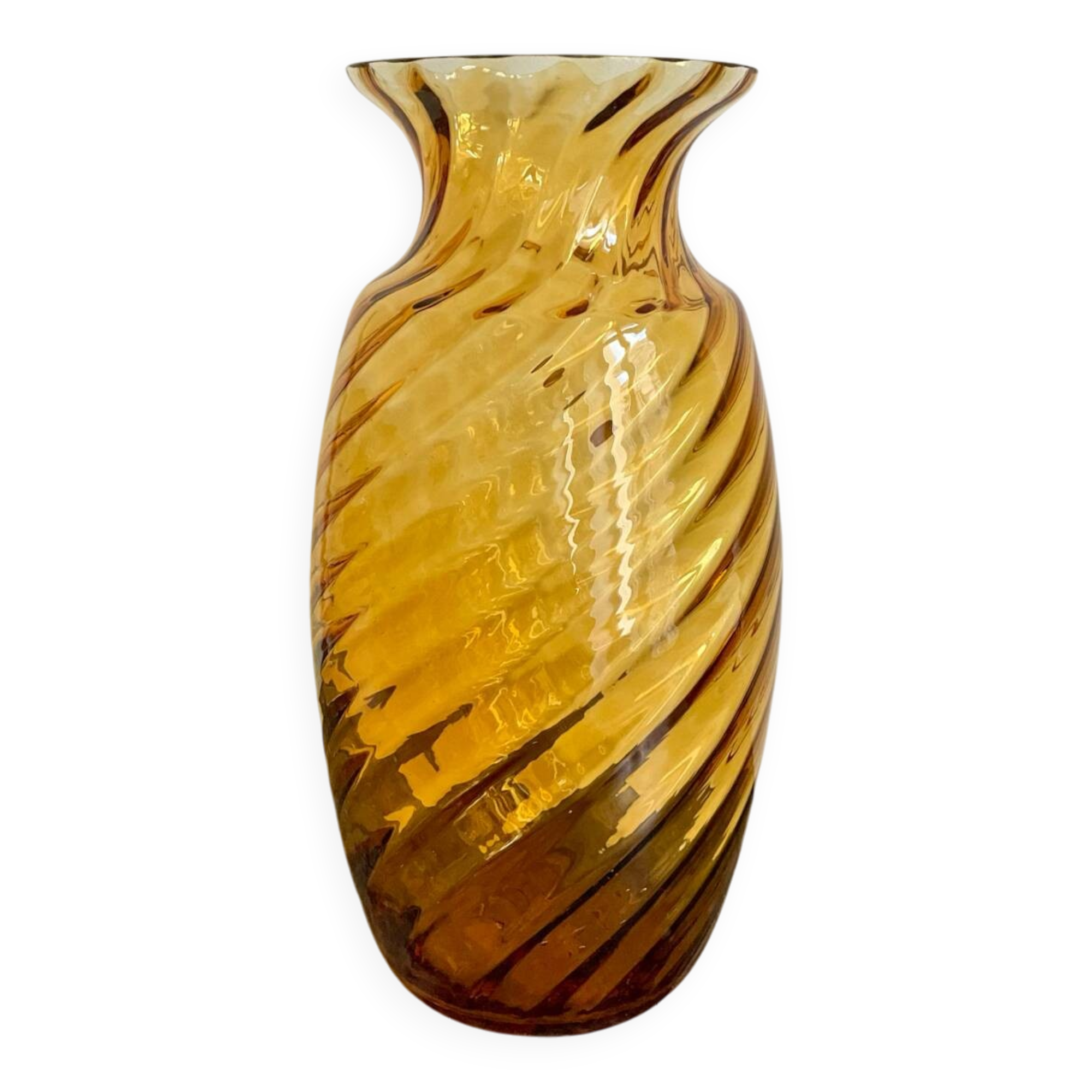 Amber blown glass vase