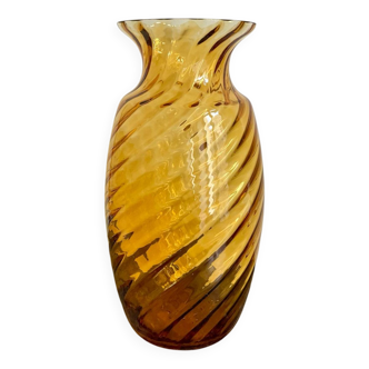 Amber blown glass vase