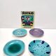 Lot de quatre vide-poches / assiettes décoratives en faïence turquoise par Albisol