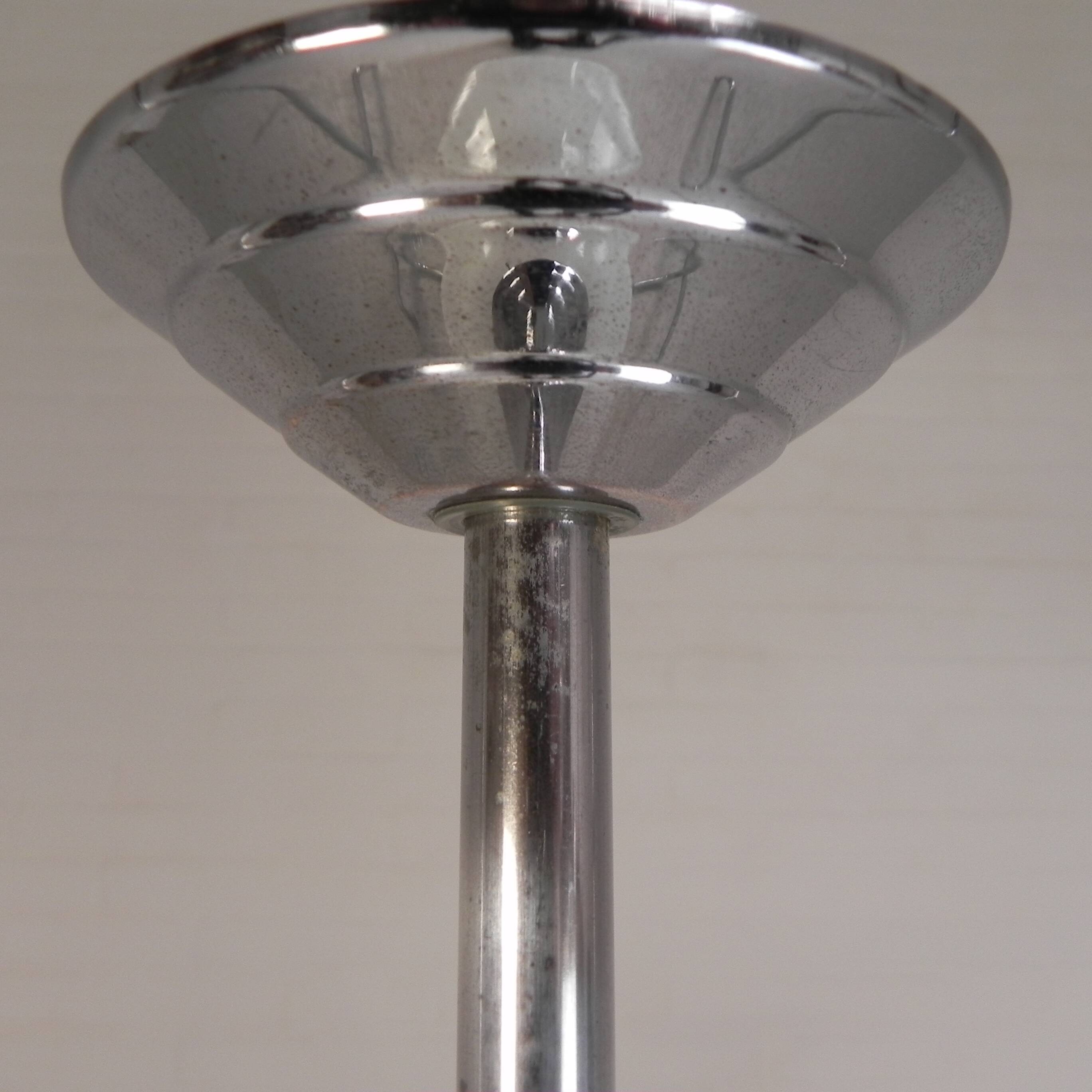 Art Deco pendant light with white glass shade, 1930s