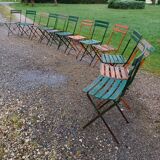 12 folding iron and wood garden chairs