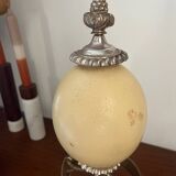 Silver-plated metal and ostrich egg lamp base, late 20th century
