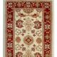 Tapis de couloir/d'escalier en laine crème et rouge fait main, motif floral, idéal pour les entrées et les escaliers.