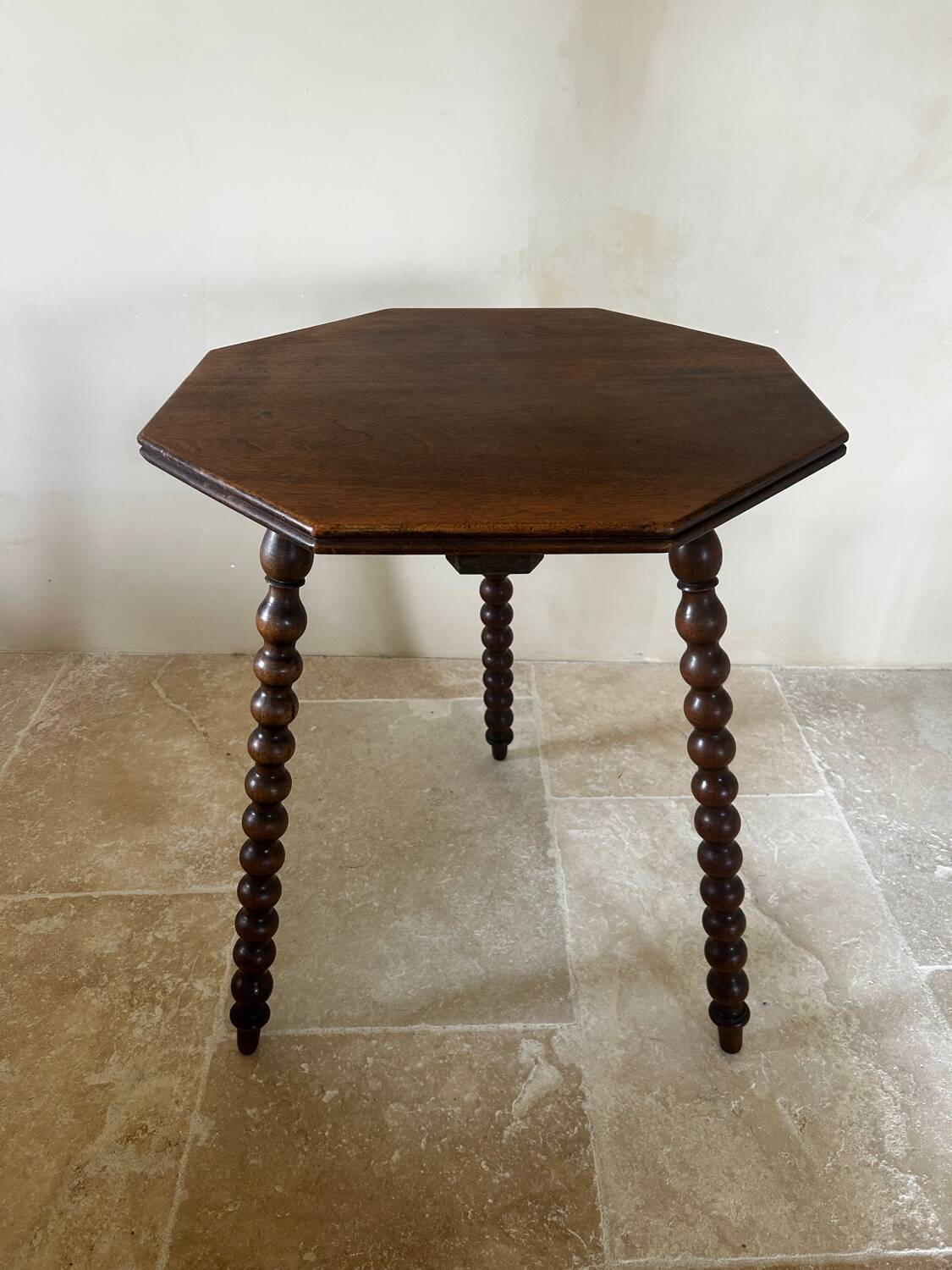 Octagonal side table with turned legs