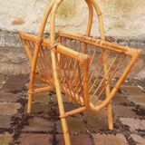 Vintage 1950s rattan magazine holder