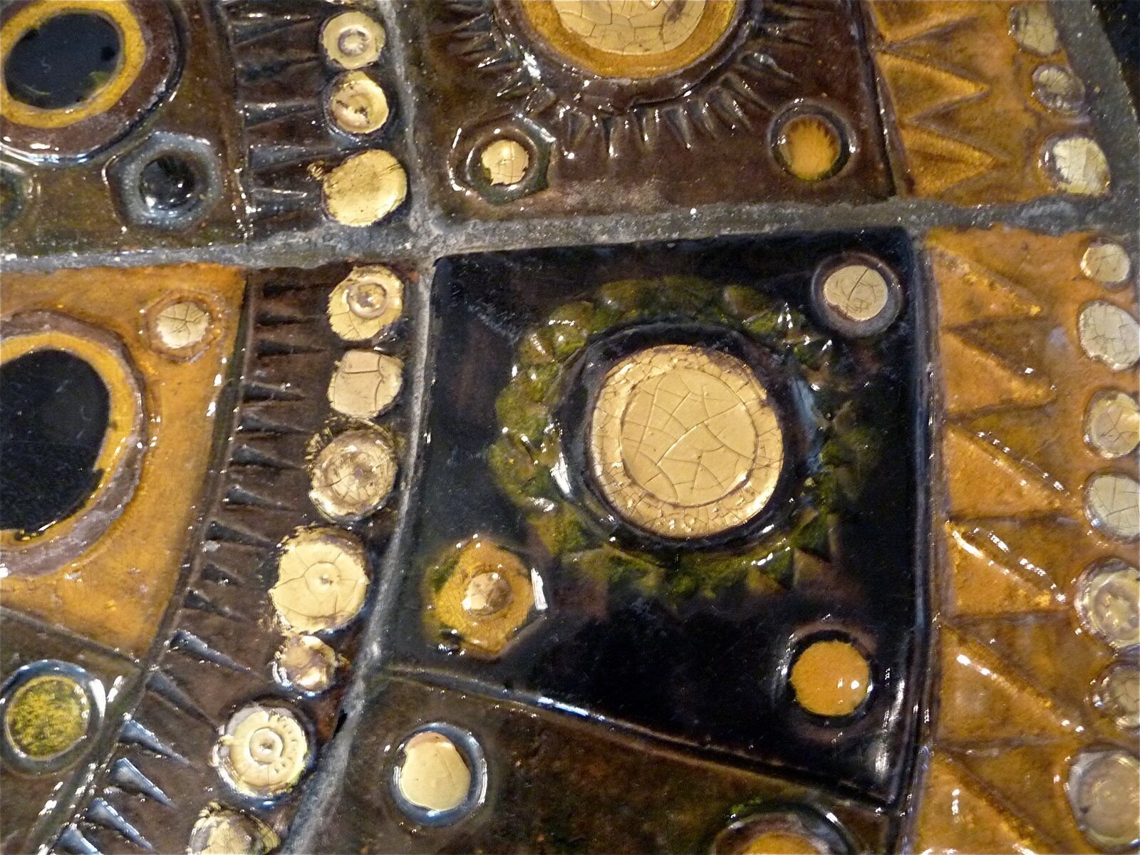 Large Round Ceramic Art tiled coffee table by Renate Rhein, Germany 1960s