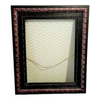 Restyled old frame, jumble of photos, jewelry holder