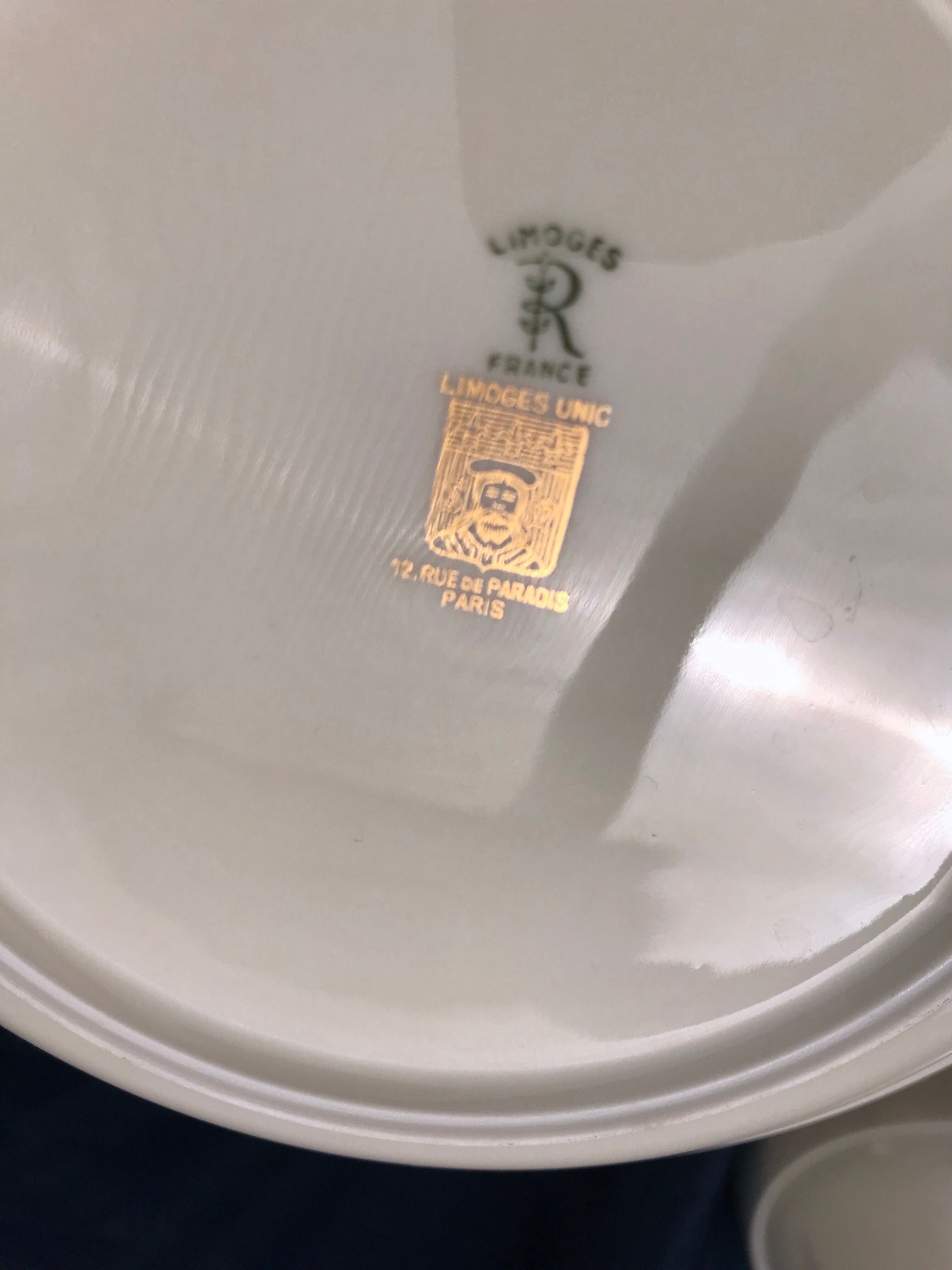 Vintage service porcelain Limoges 37 pieces france limoges unic beige gray gold