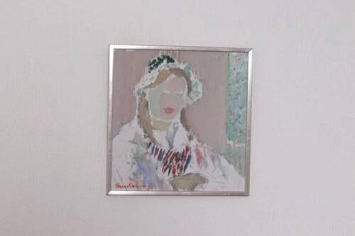 Swedish Oil on Panel “Portrait of Woman” by Rune Persson Vintage& Framed 31×30cm