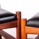 4 Tabourets Danois en teck et cuir noir modèle 40 par Hugo Farndsen 1960.