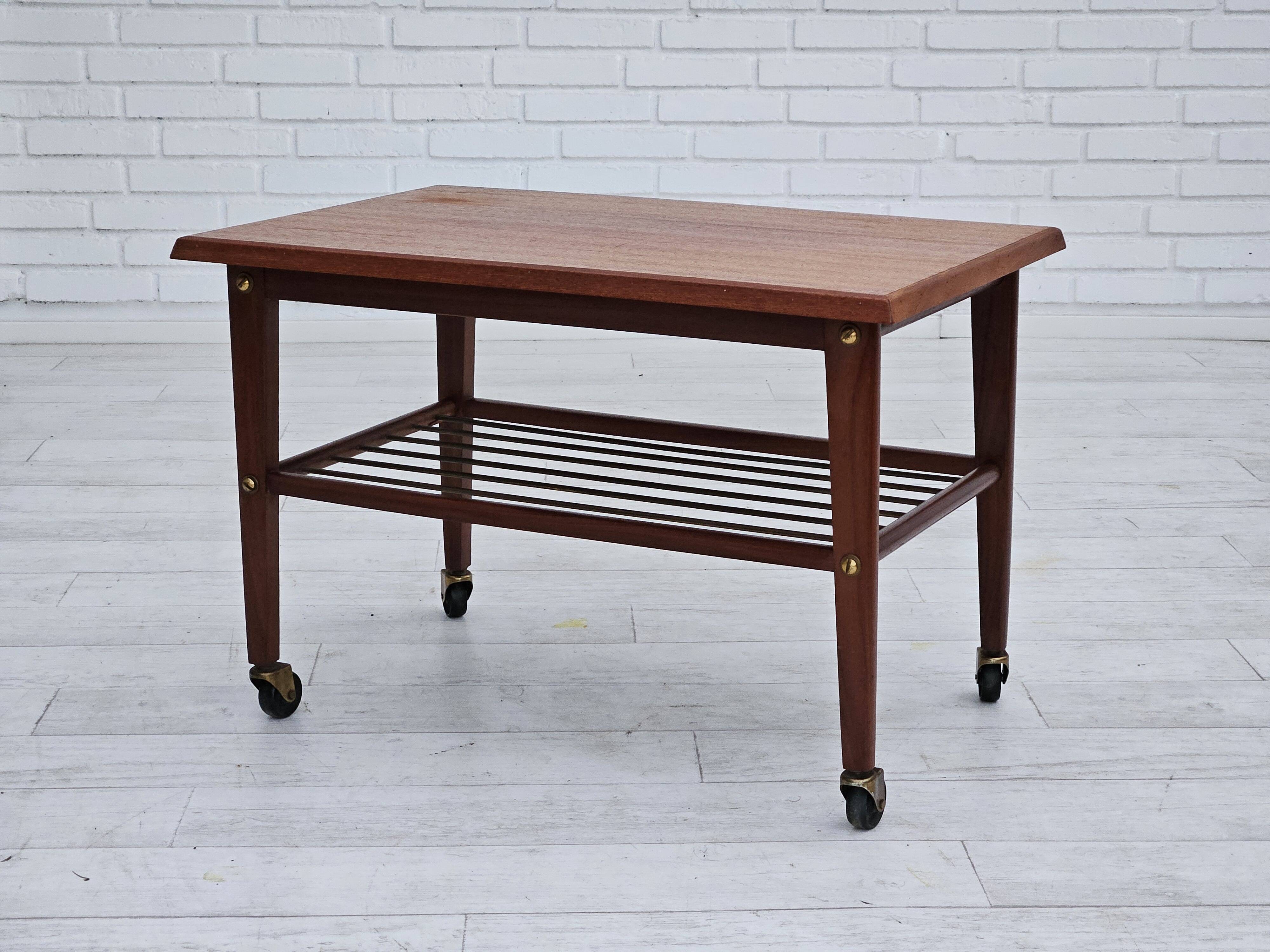 1970s, Danish coffee table, wheels, teak wood.
