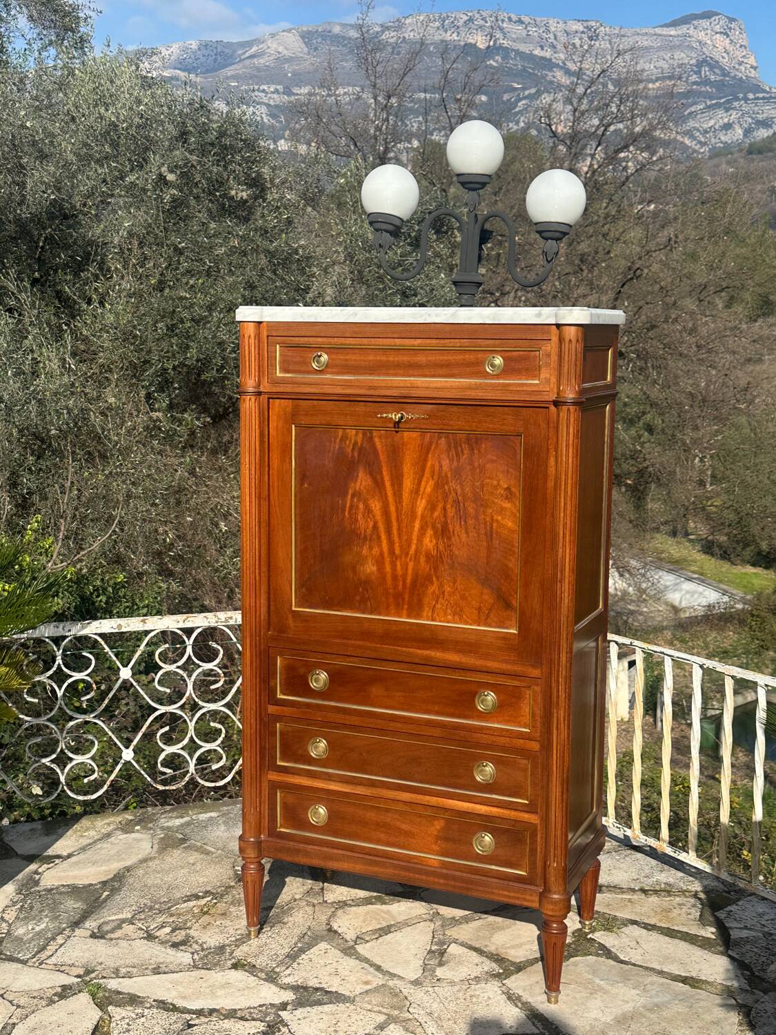 Small Louis XVI style mahogany secretary, 20th century