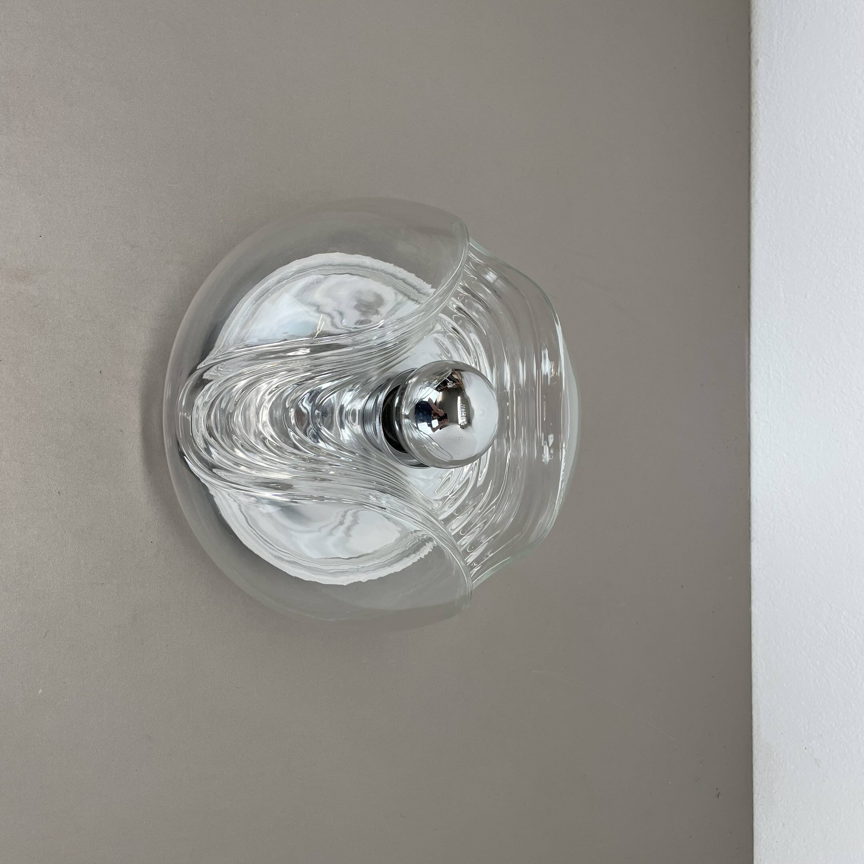 27cm "Wave" ceiling Wall Light by Koch and Lowy, Peill & Putzler, Germany