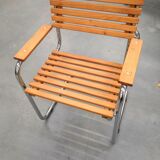 Chairs made of wood and tubular steel