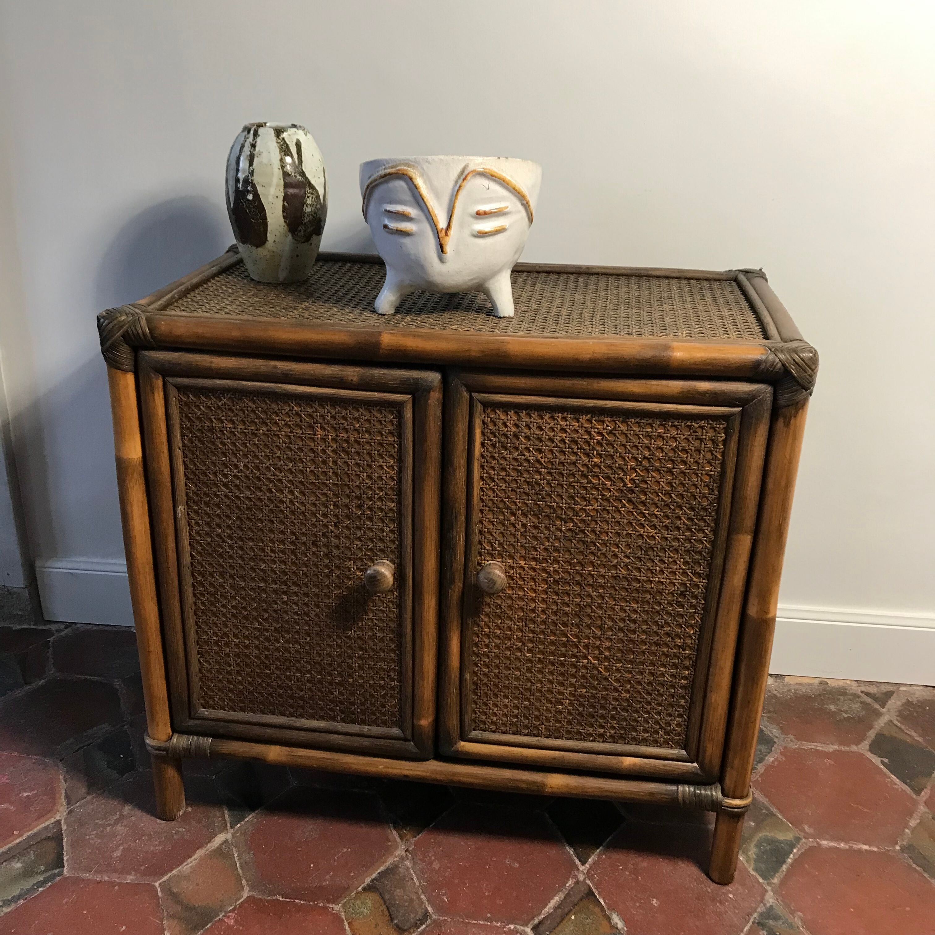 Vintage rattan buffet 1970