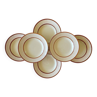6 old Longchamp earthenware soup plates