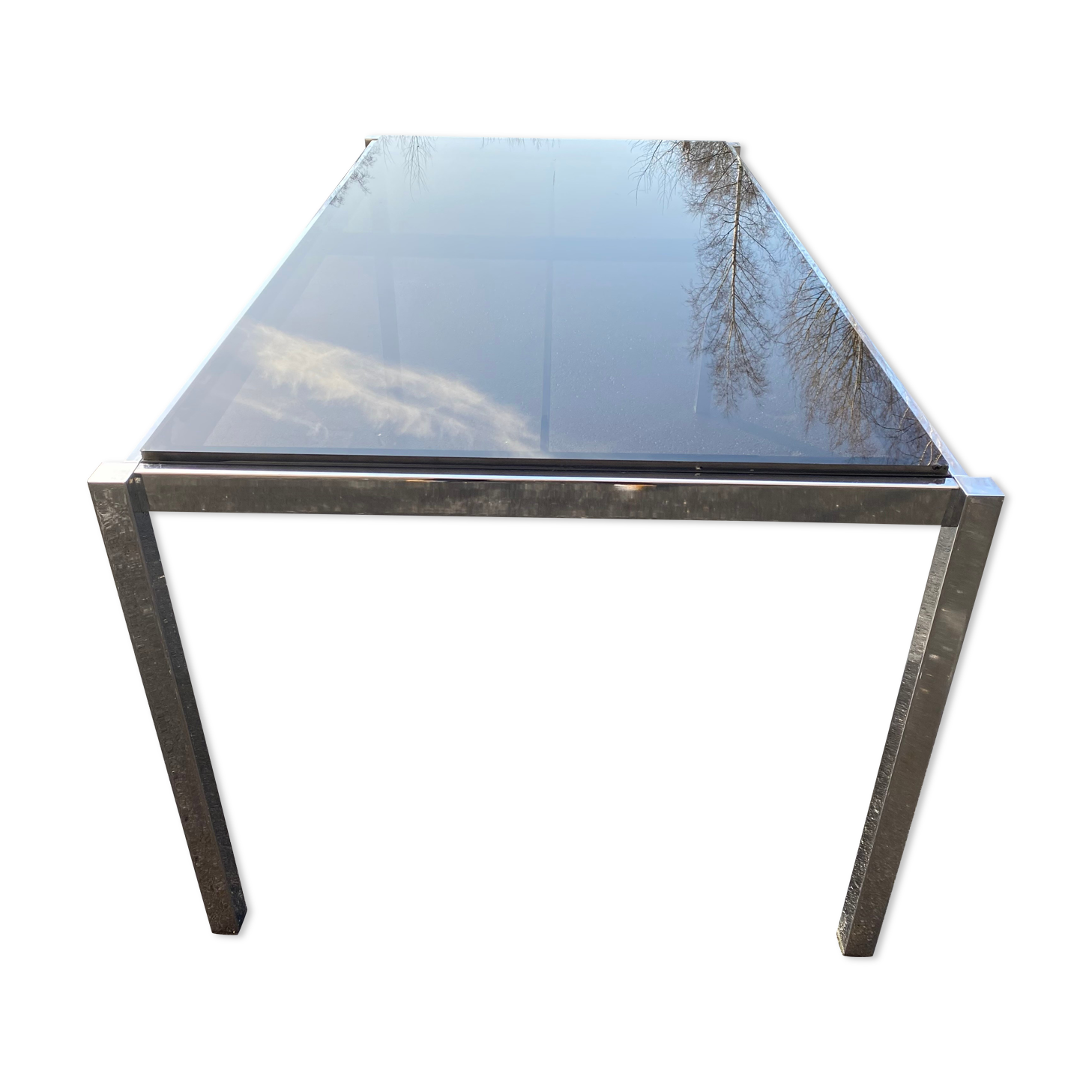 Dining table in unemployment and smoked glass 70'