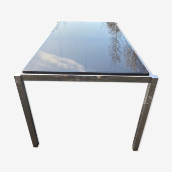 Dining table in unemployment and smoked glass 70'