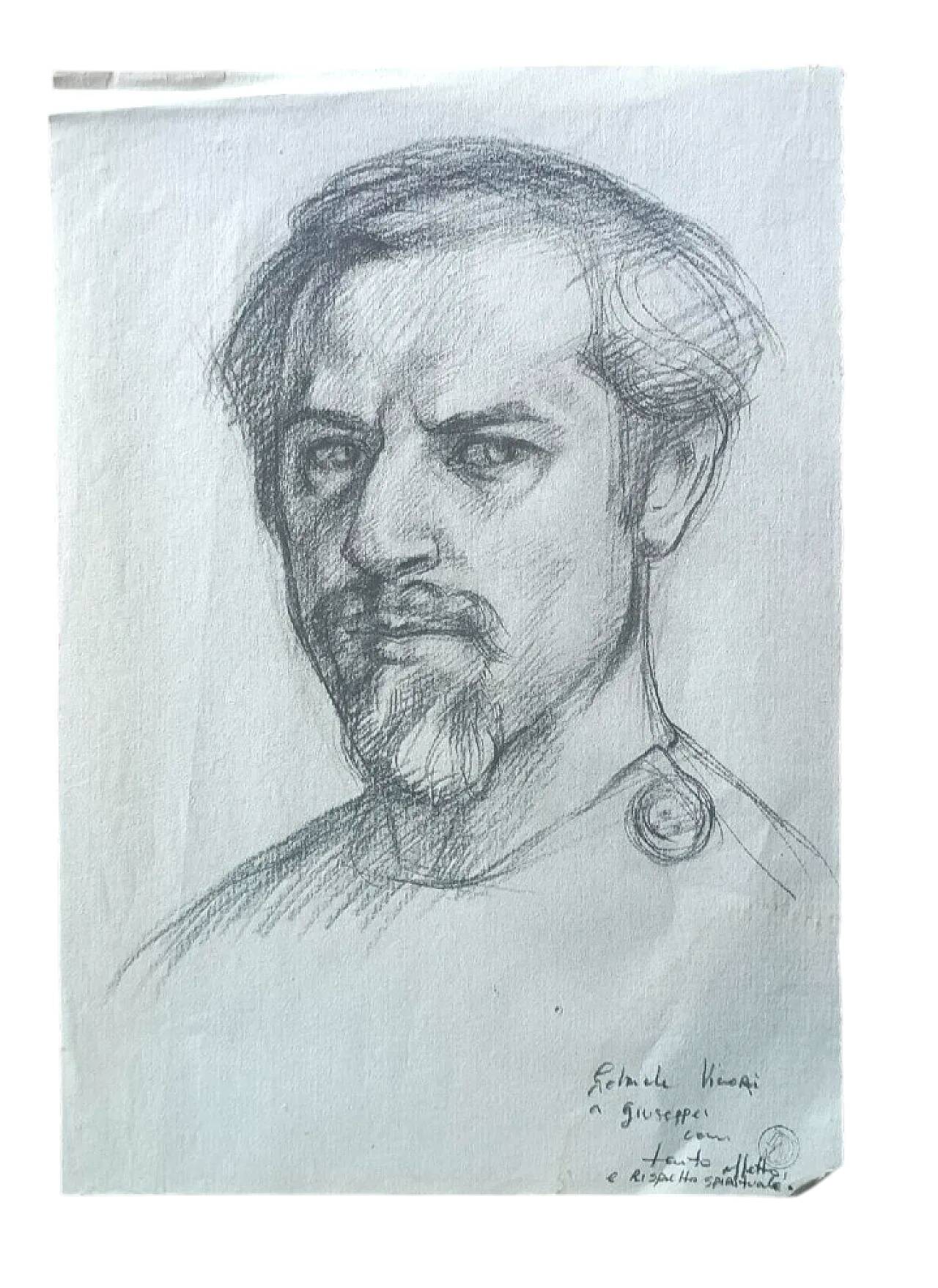 Portrait by Gabriele Vicari, pencil on paper, 1970s