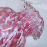 Vase ball old Clichy collection blown glass speckled white pink
