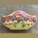 Yellow glazed ceramic slip planter, hawthorn pink flower pattern, art deco