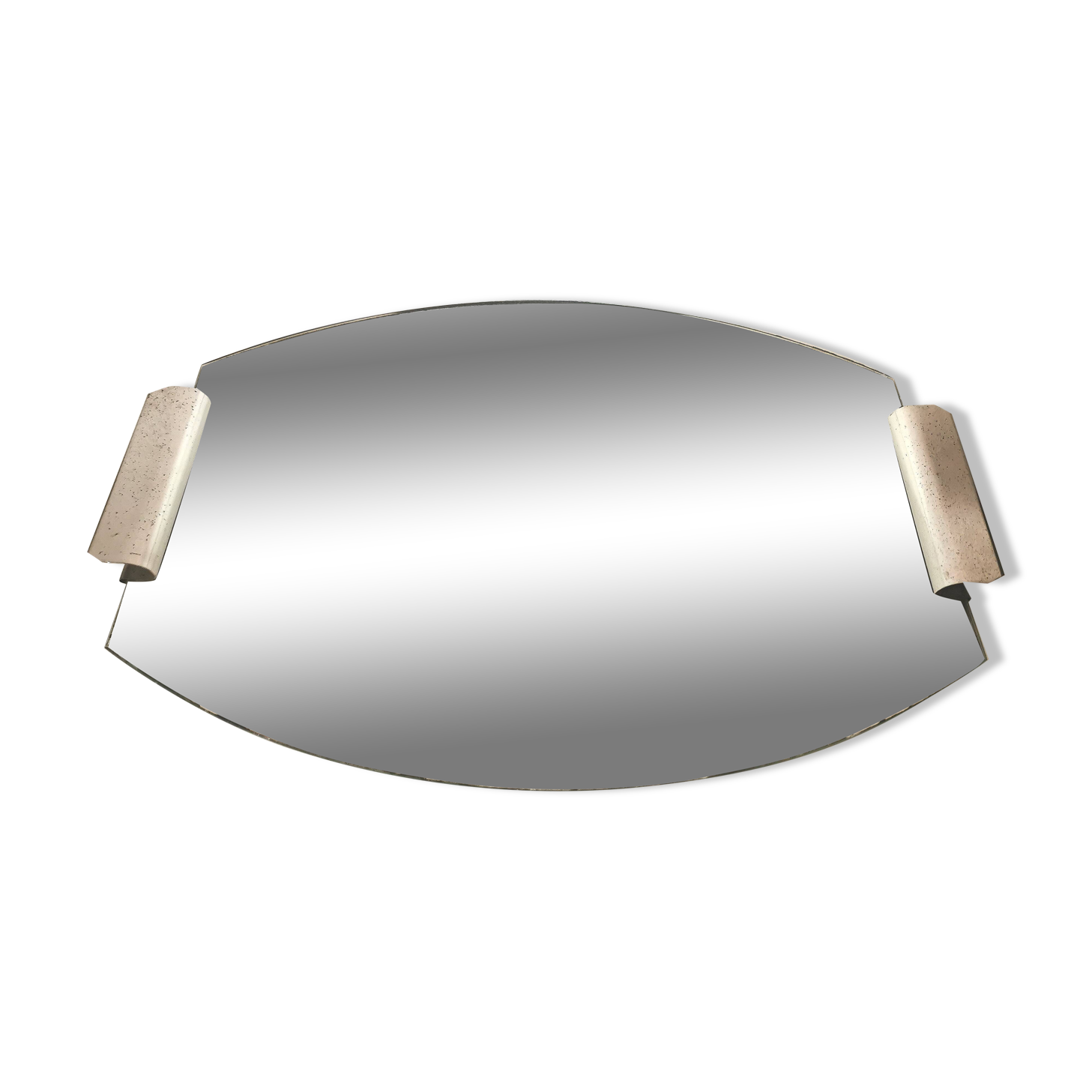 50s mirror tray, metal and glass