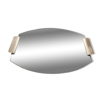 Plateau miroir années 50 , métal et verre