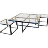 Table basse chrome & laiton 2 tables gigognes