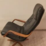 Swivel armchair with footrest, Berg Forniture, Denmark, 1970s